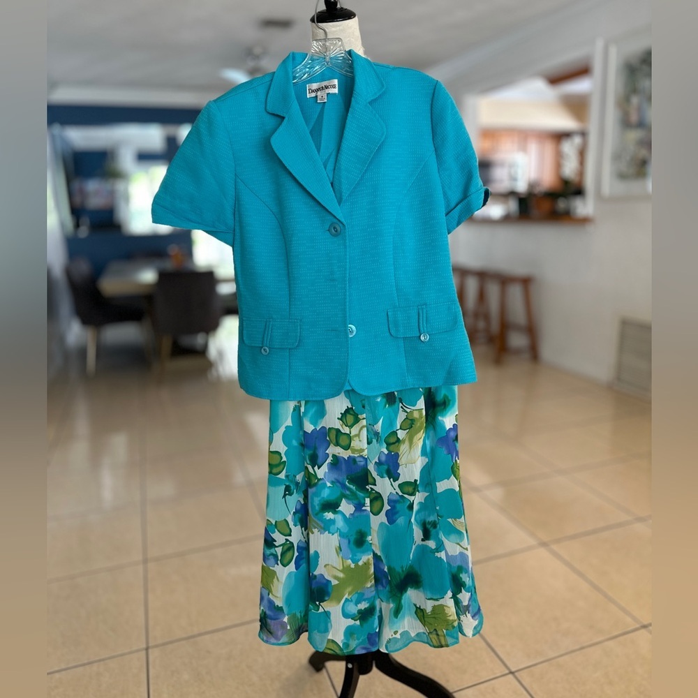 Danny & Nicole Blue Midi A-Line Skirt for Work
